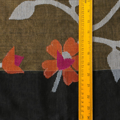 Brown And Black Tissue Sequin Dhakai Jamdhani Mulmul Silk Saree For Party Wear PV MJ 122