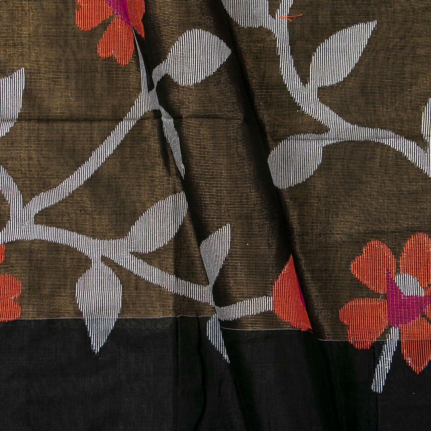 Brown And Black Tissue Sequin Dhakai Jamdhani Mulmul Silk Saree For Party Wear PV MJ 122
