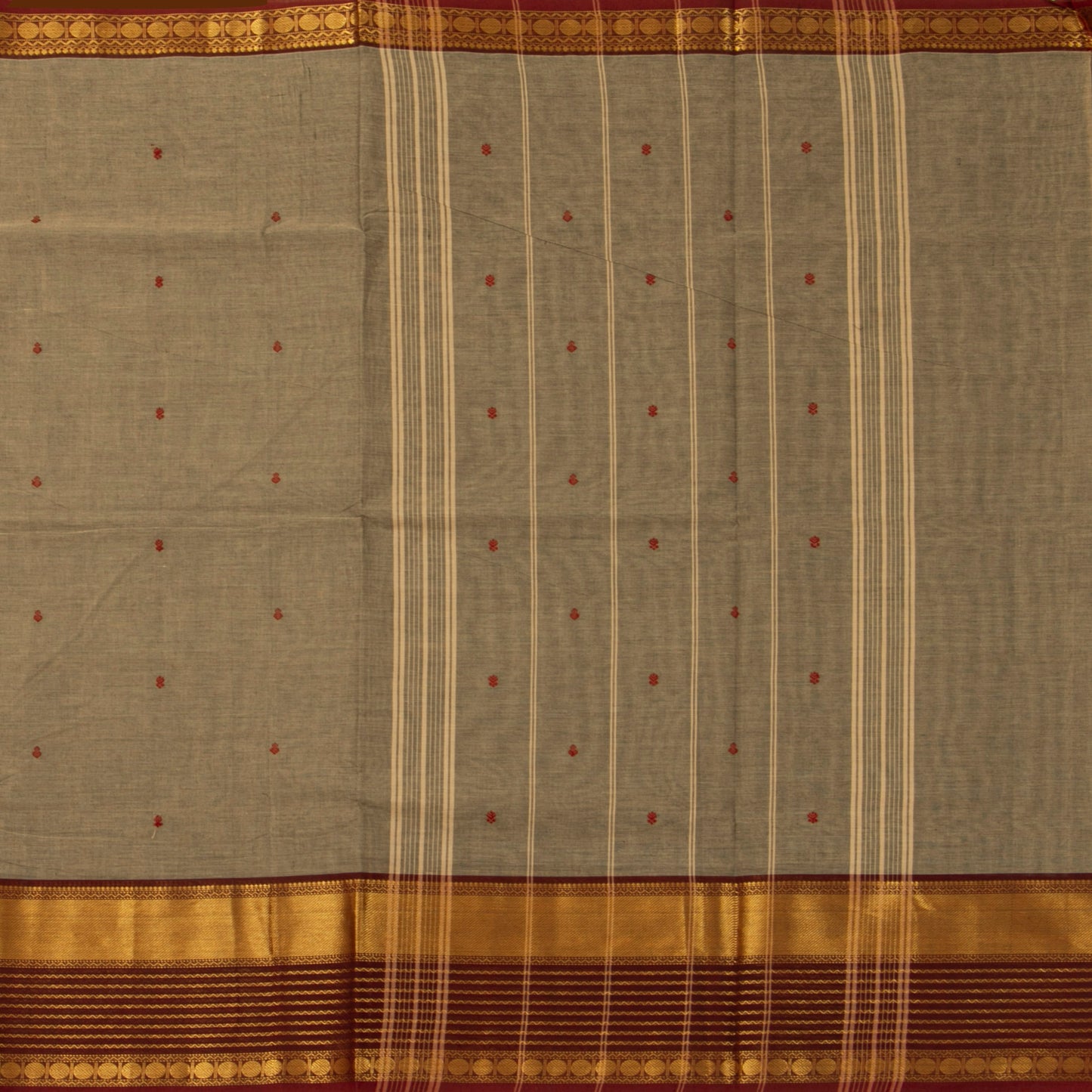 Fawn And Maroon Kanchi Cotton Saree For Festive Wear PV MM KC 890 - Cotton Saree - Panjavarnam PV MM KC 890