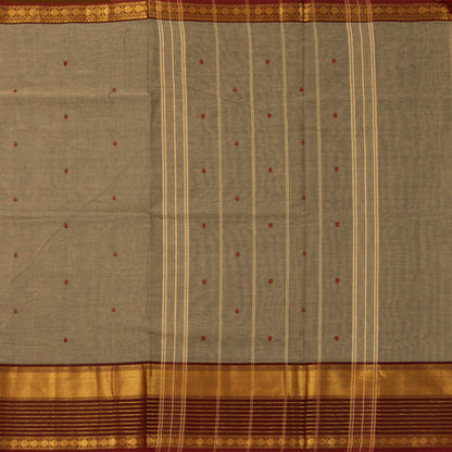 Fawn And Maroon Kanchi Cotton Saree For Festive Wear PV MM KC 890 - Cotton Saree - Panjavarnam PV MM KC 890