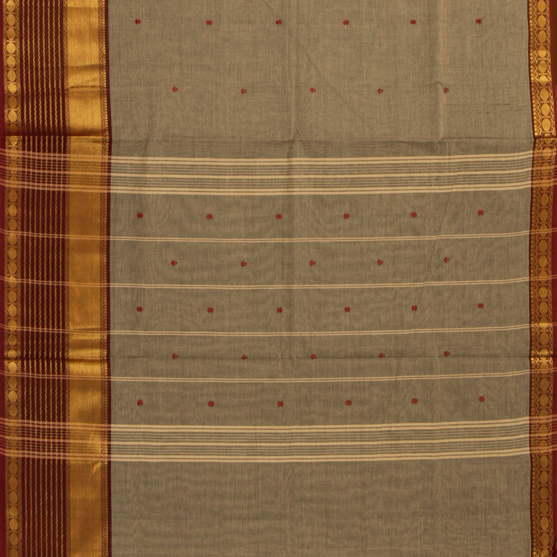Fawn And Maroon Kanchi Cotton Saree For Festive Wear PV MM KC 890 - Cotton Saree - Panjavarnam PV MM KC 890