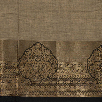 Fawn And Black Kanchi Cotton Saree For Festive Wear PV MM KC 889