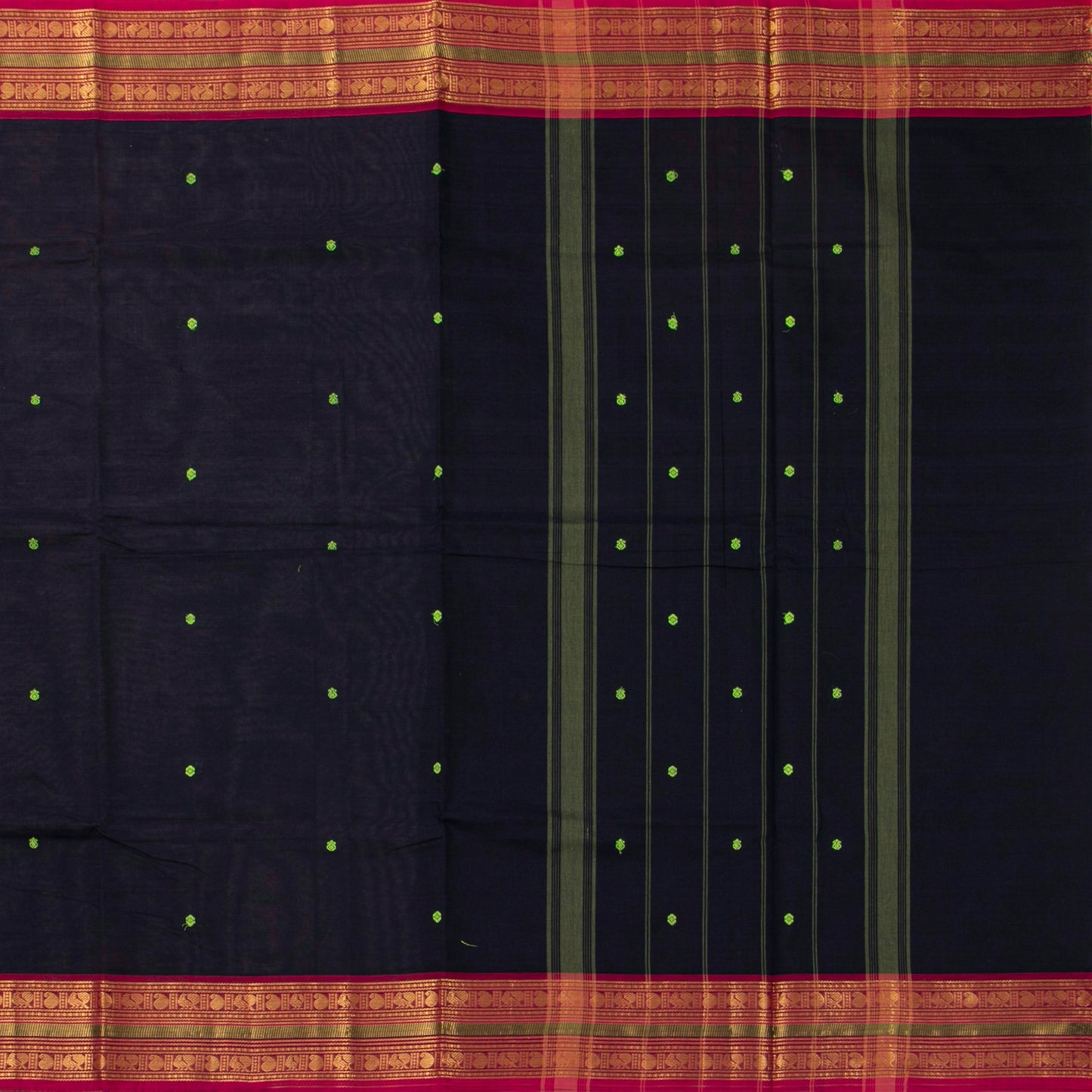 Navy Blue And Pink Kanchi Cotton Saree For Festive Wear PV MM KC 913 - Cotton Saree - Panjavarnam PV MM KC 913