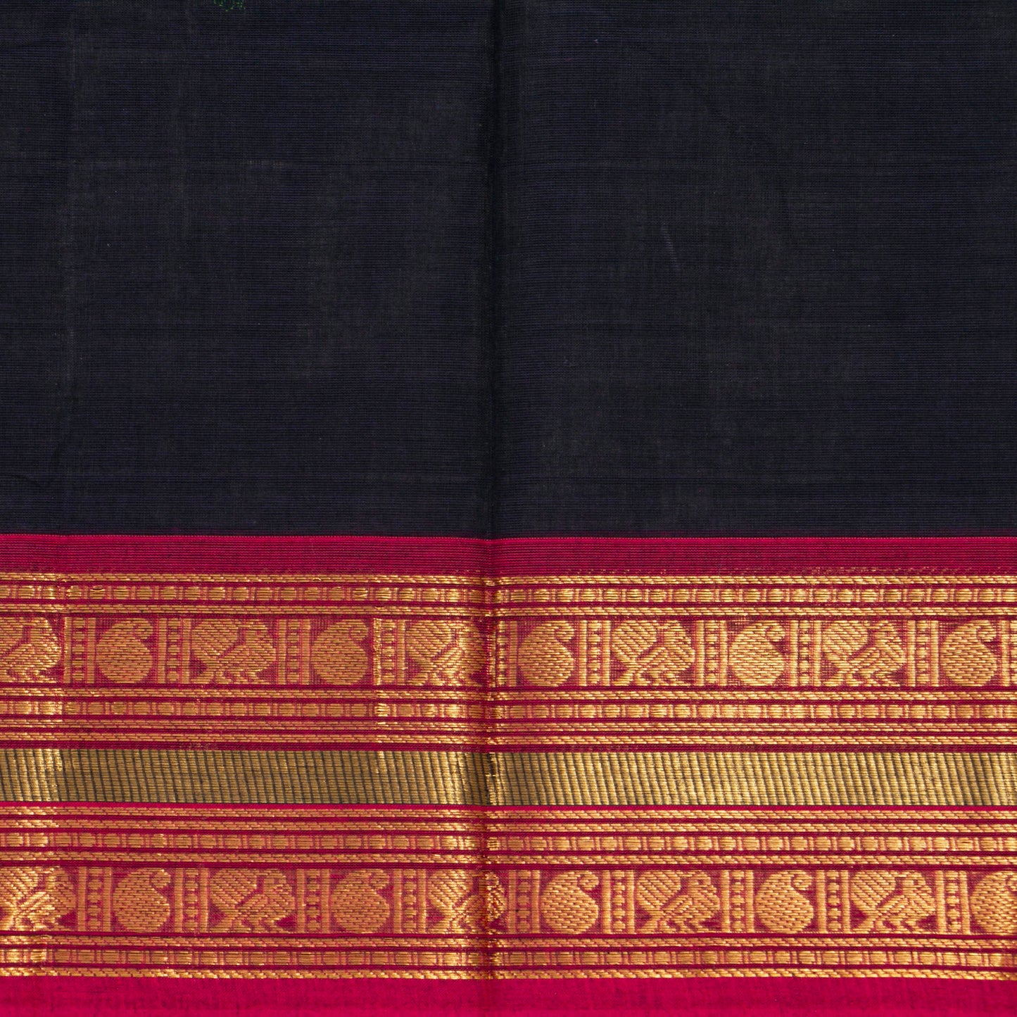Navy Blue And Pink Kanchi Cotton Saree For Festive Wear PV MM KC 913 - Cotton Saree - Panjavarnam PV MM KC 913