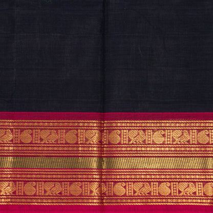 Navy Blue And Pink Kanchi Cotton Saree For Festive Wear PV MM KC 913 - Cotton Saree - Panjavarnam PV MM KC 913
