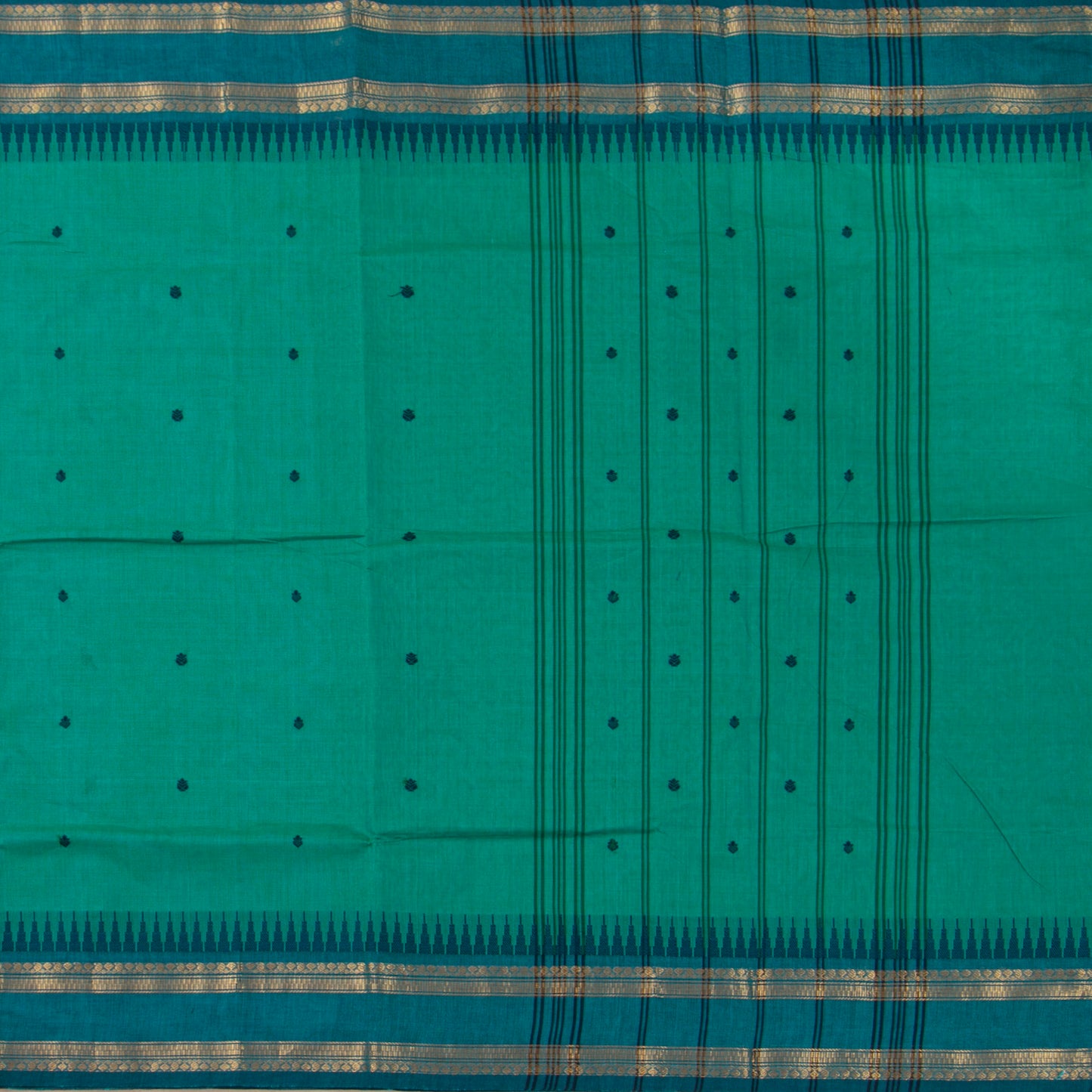 Teal And Blue Kanchi Cotton Saree For Festive Wear PV MM KC 914 - Cotton Saree - Panjavarnam PV MM KC 914