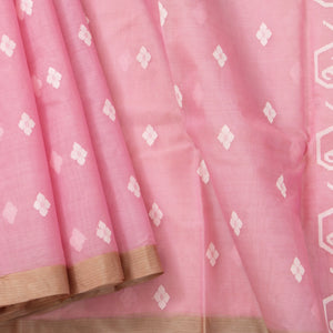 Baby Pink Dhakai Jamdani Muga Muslin Silk For Office Wear PV MJ 132