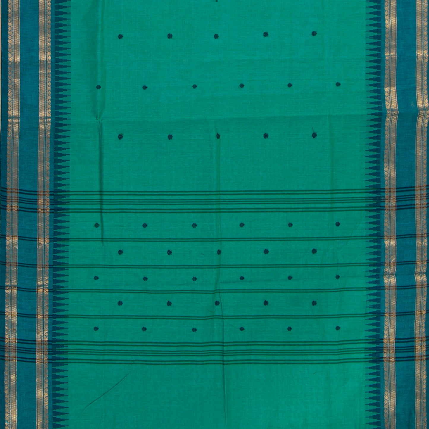 Teal And Blue Kanchi Cotton Saree For Festive Wear PV MM KC 914 - Cotton Saree - Panjavarnam PV MM KC 914
