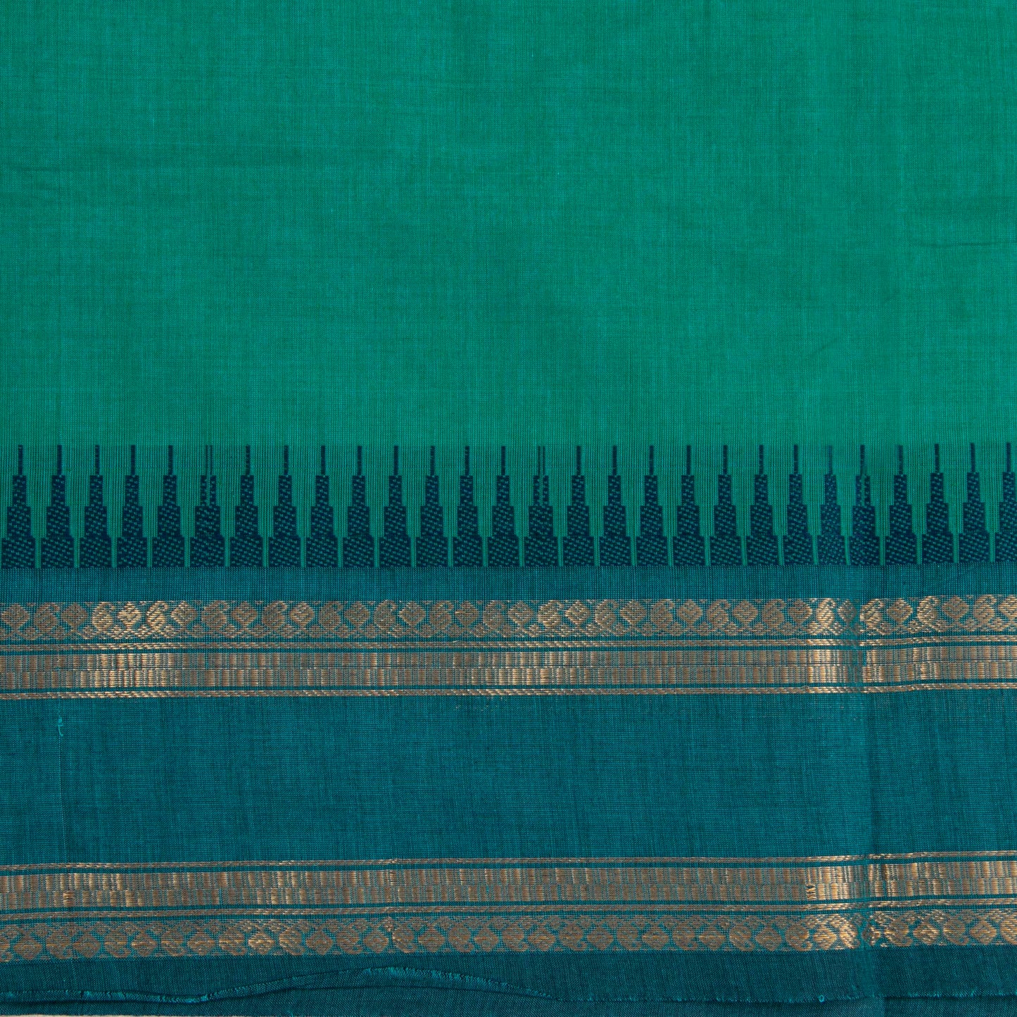 Teal And Blue Kanchi Cotton Saree For Festive Wear PV MM KC 914 - Cotton Saree - Panjavarnam PV MM KC 914