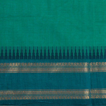 Teal And Blue Kanchi Cotton Saree For Festive Wear PV MM KC 914 - Cotton Saree - Panjavarnam PV MM KC 914