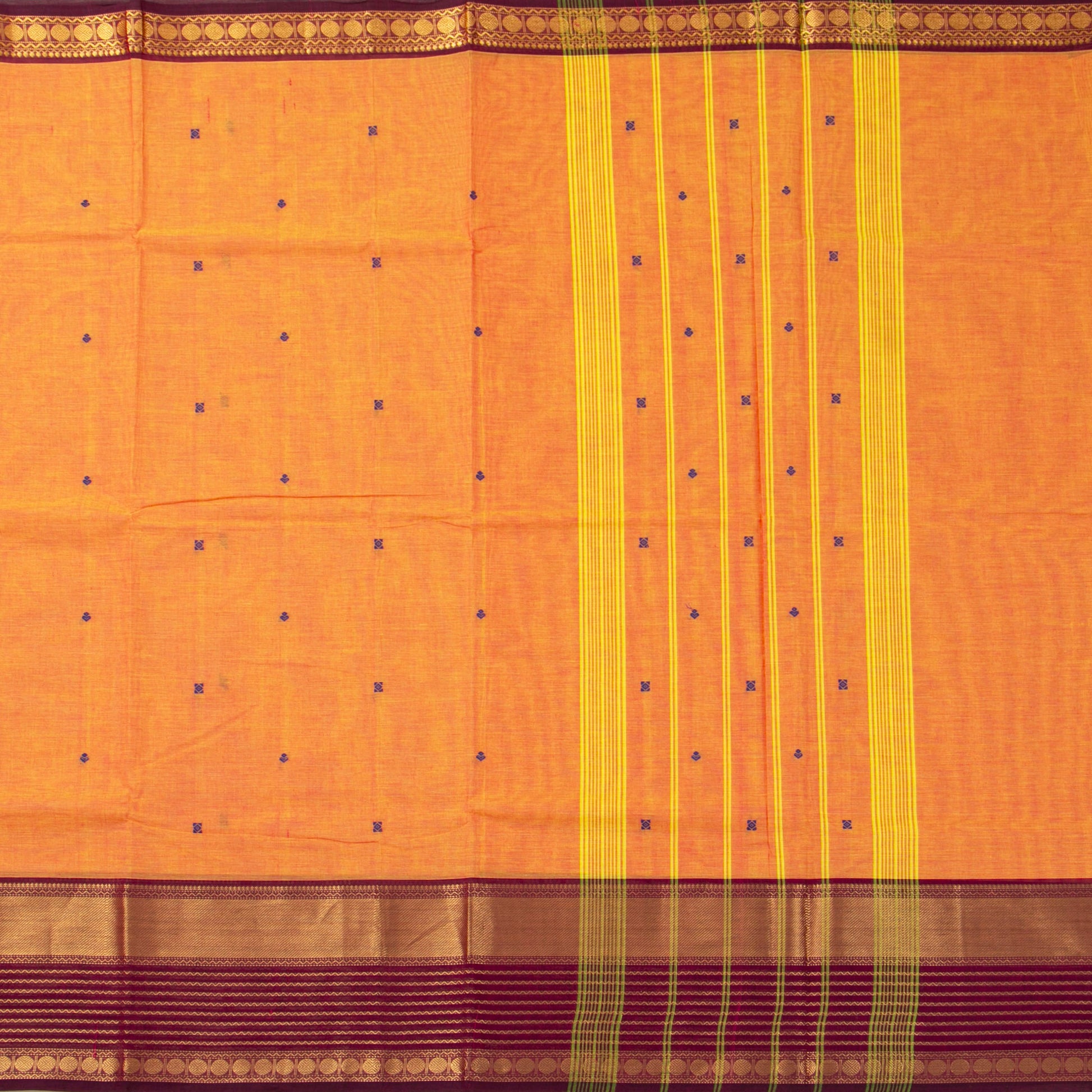Peach And Maroon Kanchi Cotton Saree For Festive Wear PV MM KC 912 - Cotton Saree - Panjavarnam PV MM KC 912