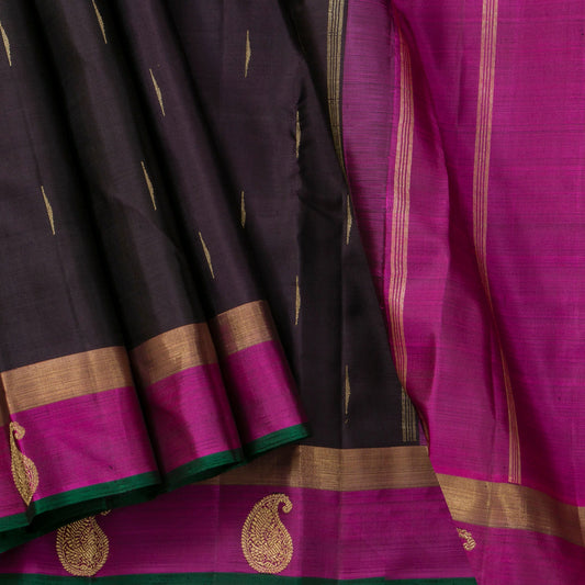 Deep Purple And Magenta Kanchipuram Silk Saree With Malli Moggu Motifs For Festive Wear PV GTA 104