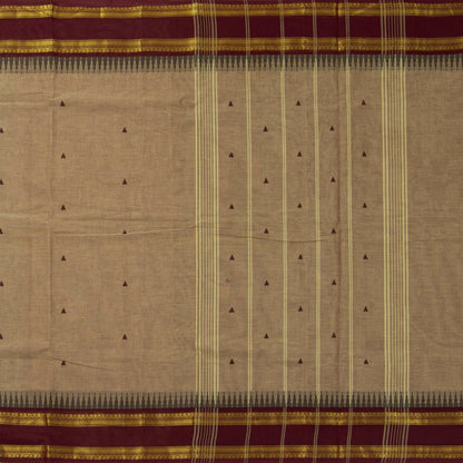 Beige And Maroon Kanchi Cotton Saree For Festive Wear PV MM KC 910 - Cotton Saree - Panjavarnam PV MM KC 910
