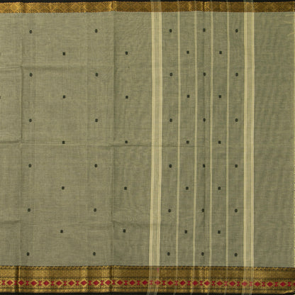 Elachi Green And Black Kanchi Cotton Saree For Festive Wear PV MM KC 904 - Cotton Saree - Panjavarnam PV MM KC 904