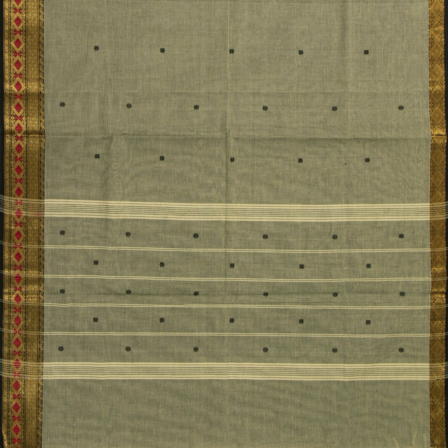 Elachi Green And Black Kanchi Cotton Saree For Festive Wear PV MM KC 904 - Cotton Saree - Panjavarnam PV MM KC 904