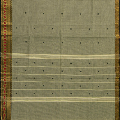 Elachi Green And Black Kanchi Cotton Saree For Festive Wear PV MM KC 904 - Cotton Saree - Panjavarnam PV MM KC 904