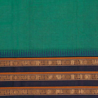Teal And Black Kanchi Cotton Saree For Festive Wear PV MM KC 905 - Cotton Saree - Panjavarnam PV MM KC 905