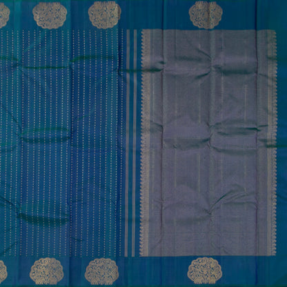 Mayilkazhuthu Blue And Green Dual Shade Kanchipuram Silk Saree For Wedding Wear PV GTA 105