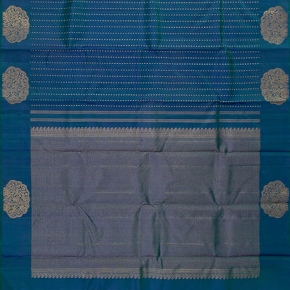 Mayilkazhuthu Blue And Green Dual Shade Kanchipuram Silk Saree For Wedding Wear PV GTA 105