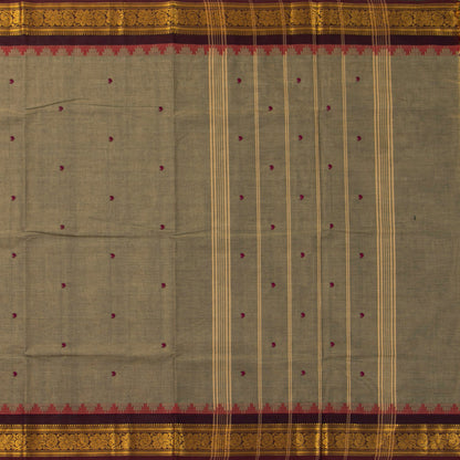 Fawn And Brown Kanchi Cotton Saree For Festive Wear PV MM KC 902 - Cotton Saree - Panjavarnam PV MM KC 902
