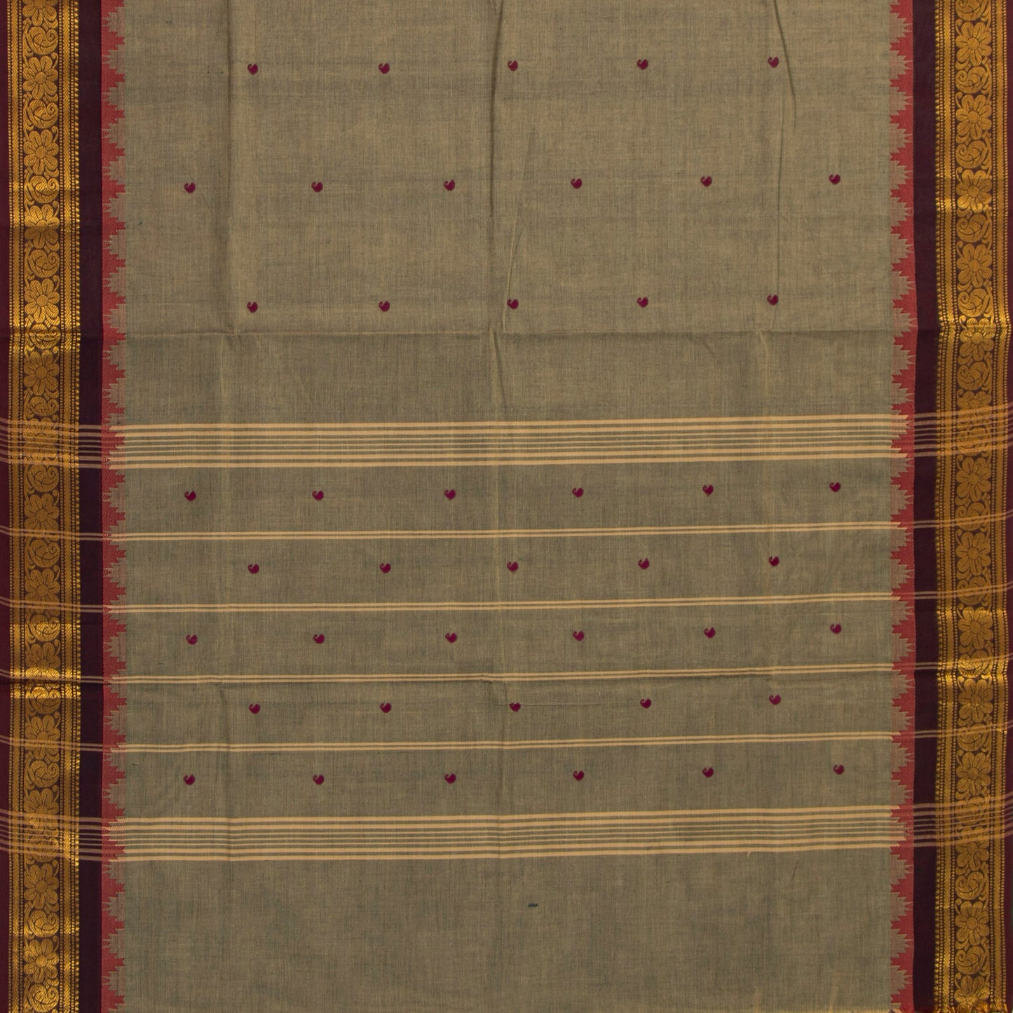 Fawn And Brown Kanchi Cotton Saree For Festive Wear PV MM KC 902 - Cotton Saree - Panjavarnam PV MM KC 902