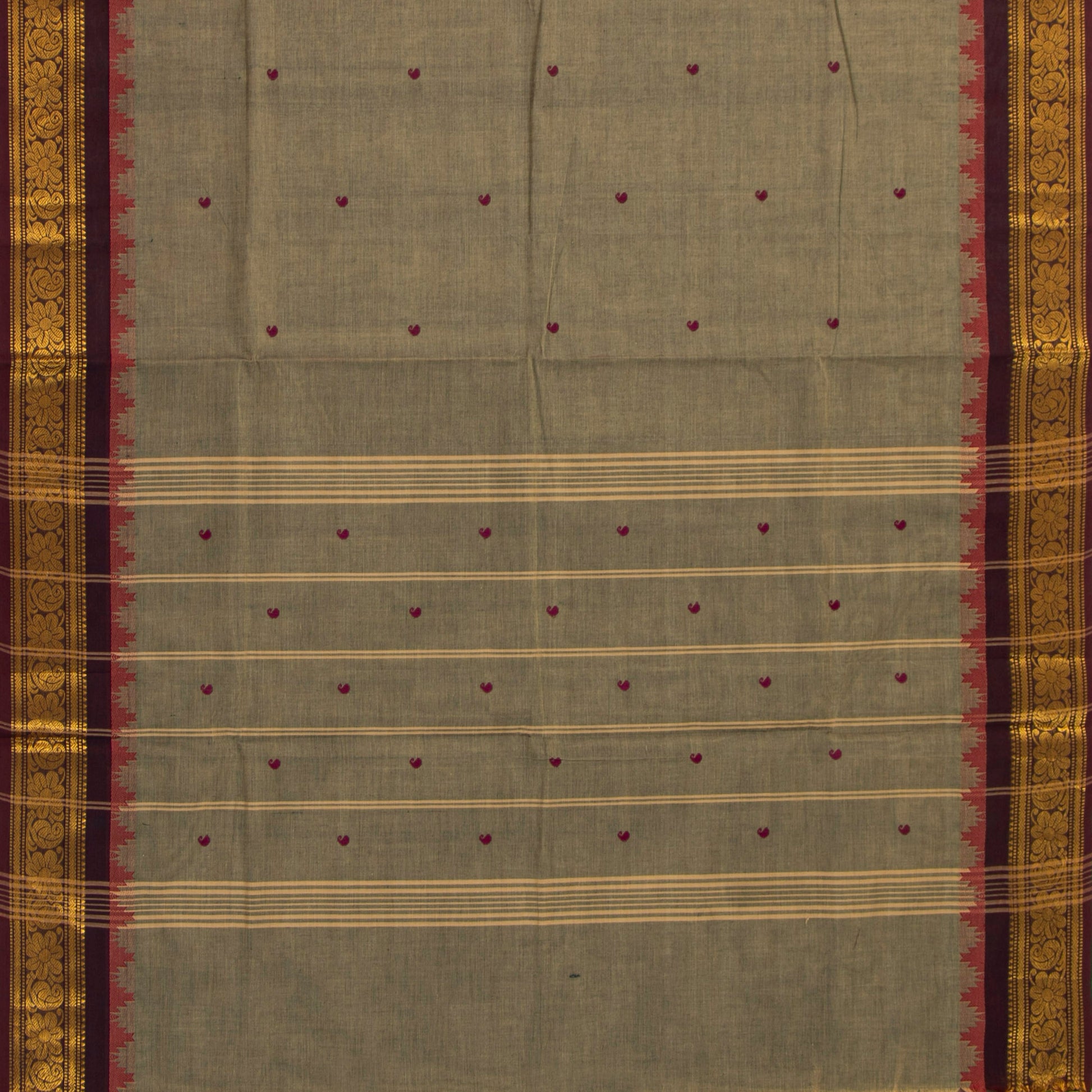 Fawn And Brown Kanchi Cotton Saree For Festive Wear PV MM KC 902 - Cotton Saree - Panjavarnam PV MM KC 902