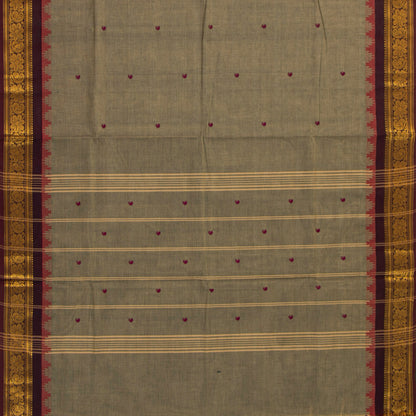 Fawn And Brown Kanchi Cotton Saree For Festive Wear PV MM KC 902 - Cotton Saree - Panjavarnam PV MM KC 902
