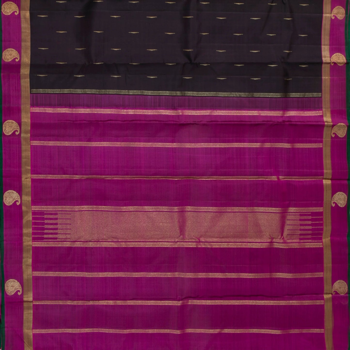 Deep Purple And Magenta Kanchipuram Silk Saree With Malli Moggu Motifs For Festive Wear PV GTA 104