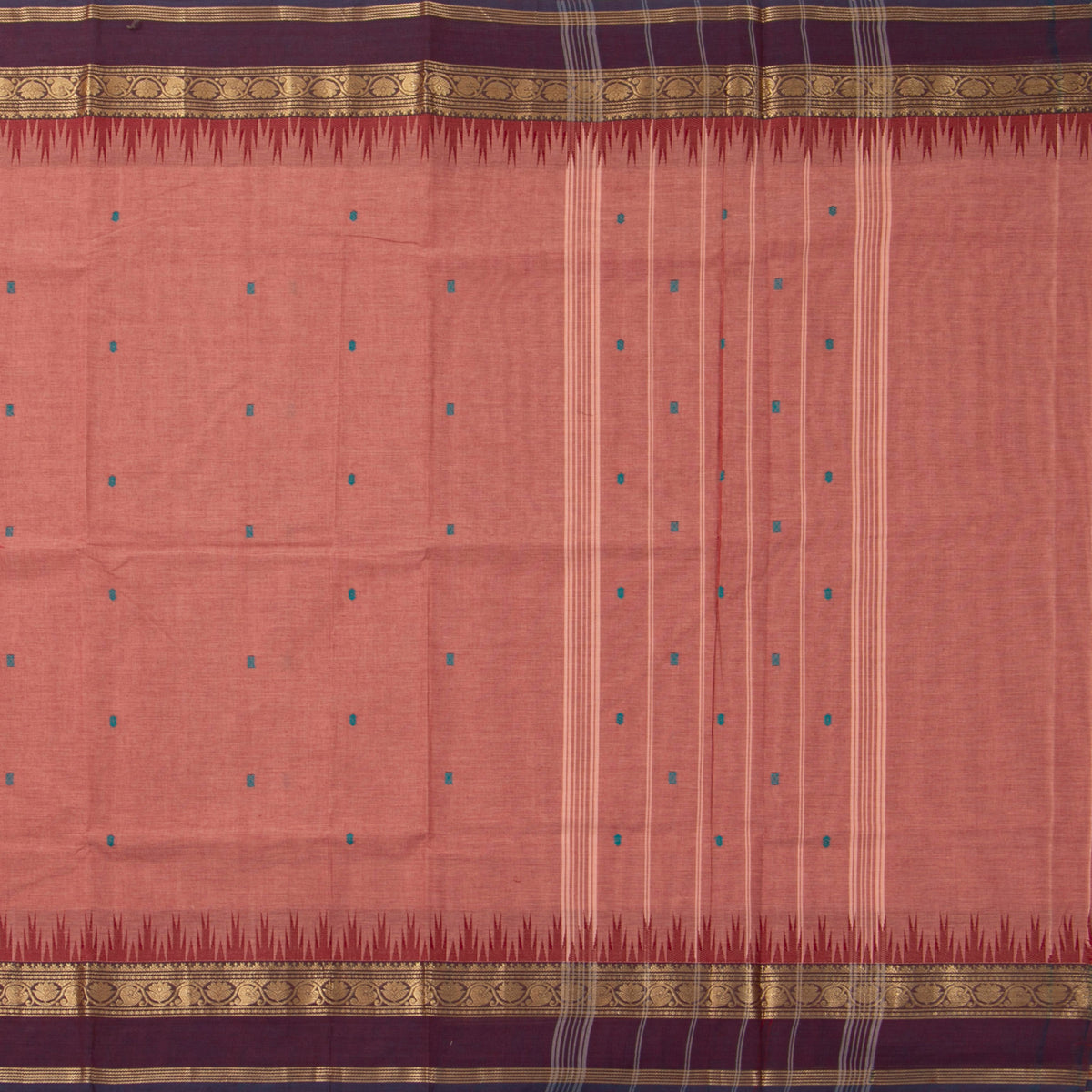 Gheva And Purple Kanchi Cotton Saree For Festive Wear PV MM KC 899