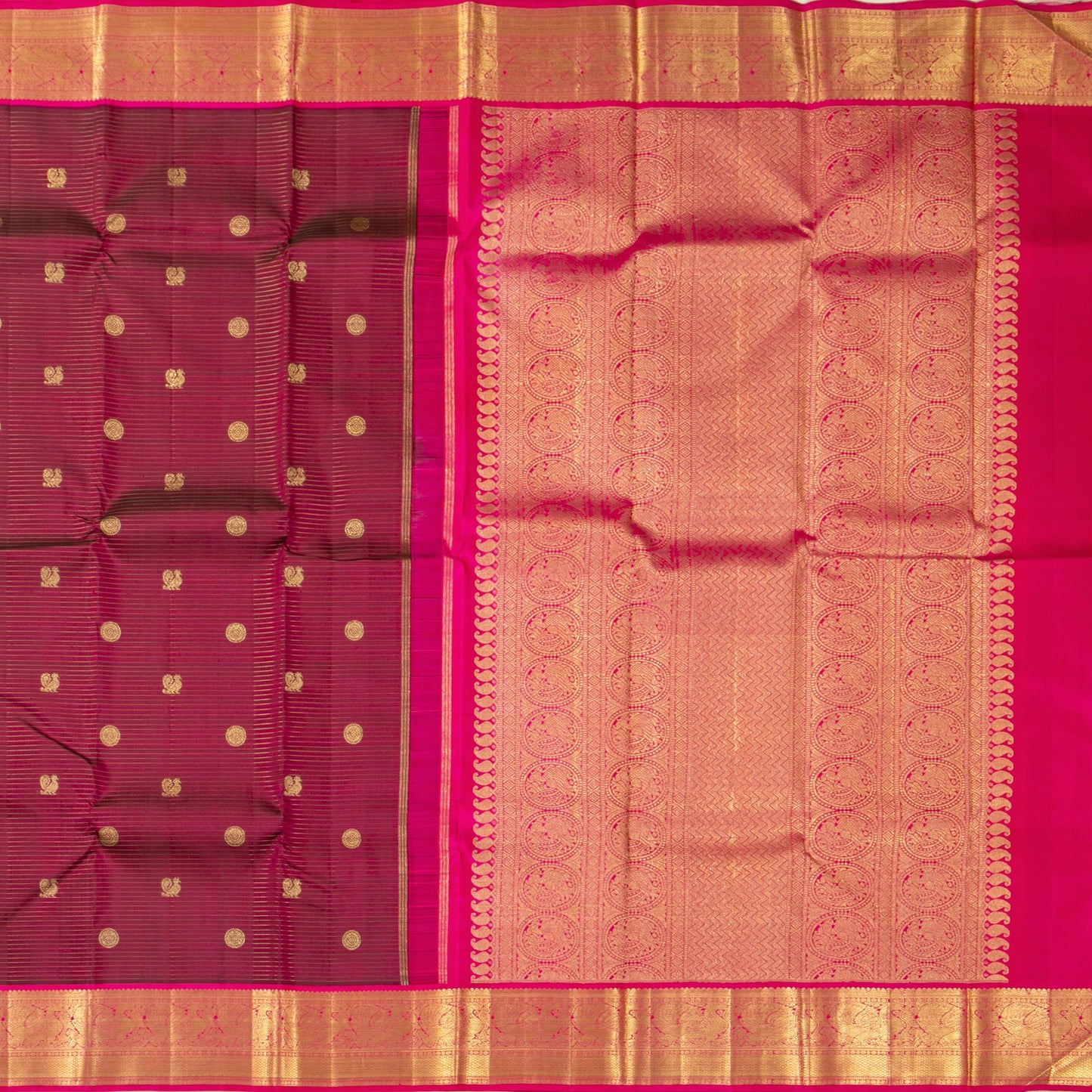 Maroon And Pink Kanchipuram Silk Saree For Wedding Wear PV NYC 1476