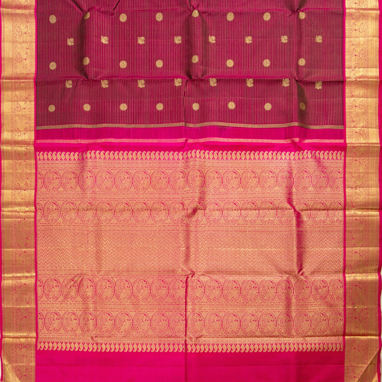 Maroon And Pink Kanchipuram Silk Saree For Wedding Wear PV NYC 1476