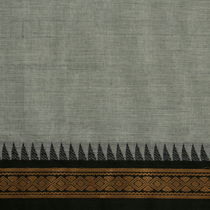 Grey And Black Kanchi Cotton Saree For Festive Wear PV MM KC 694