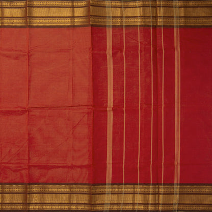 Rust And Brown Kanchi Cotton Saree For Festive Wear PV MM KC 688
