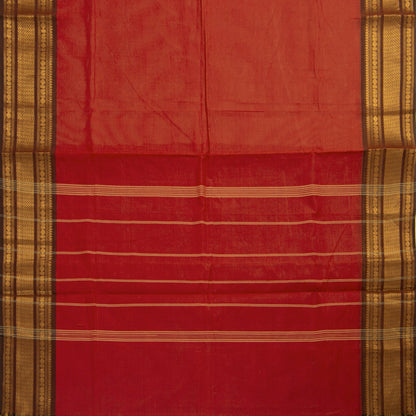 Rust And Brown Kanchi Cotton Saree For Festive Wear PV MM KC 688