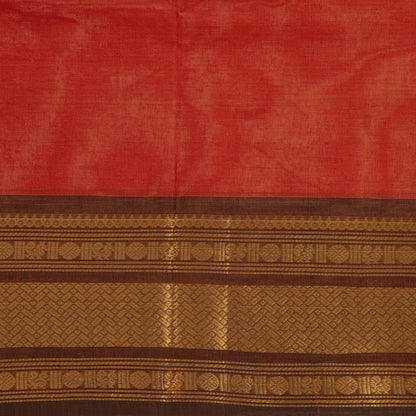 Rust And Brown Kanchi Cotton Saree For Festive Wear PV MM KC 688
