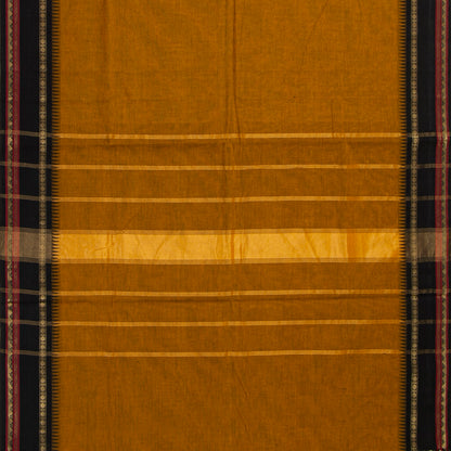Mustard And Black Kanchi Cotton Saree For Festive Wear PV MM KC 686