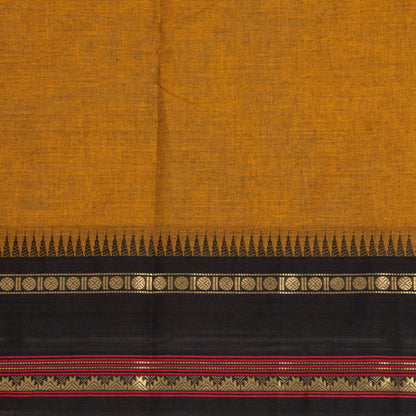 Mustard And Black Kanchi Cotton Saree For Festive Wear PV MM KC 686