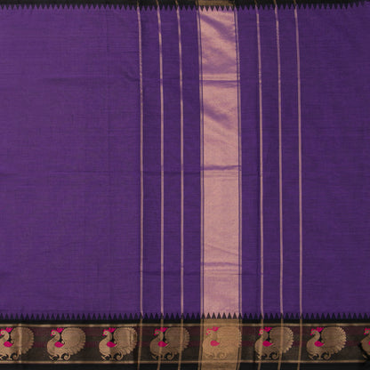 Lavender And Black Kanchi Cotton Saree For Festive Wear PV MM KC 684