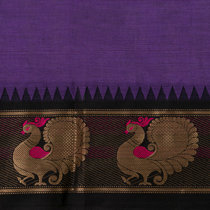 Lavender And Black Kanchi Cotton Saree For Festive Wear PV MM KC 684