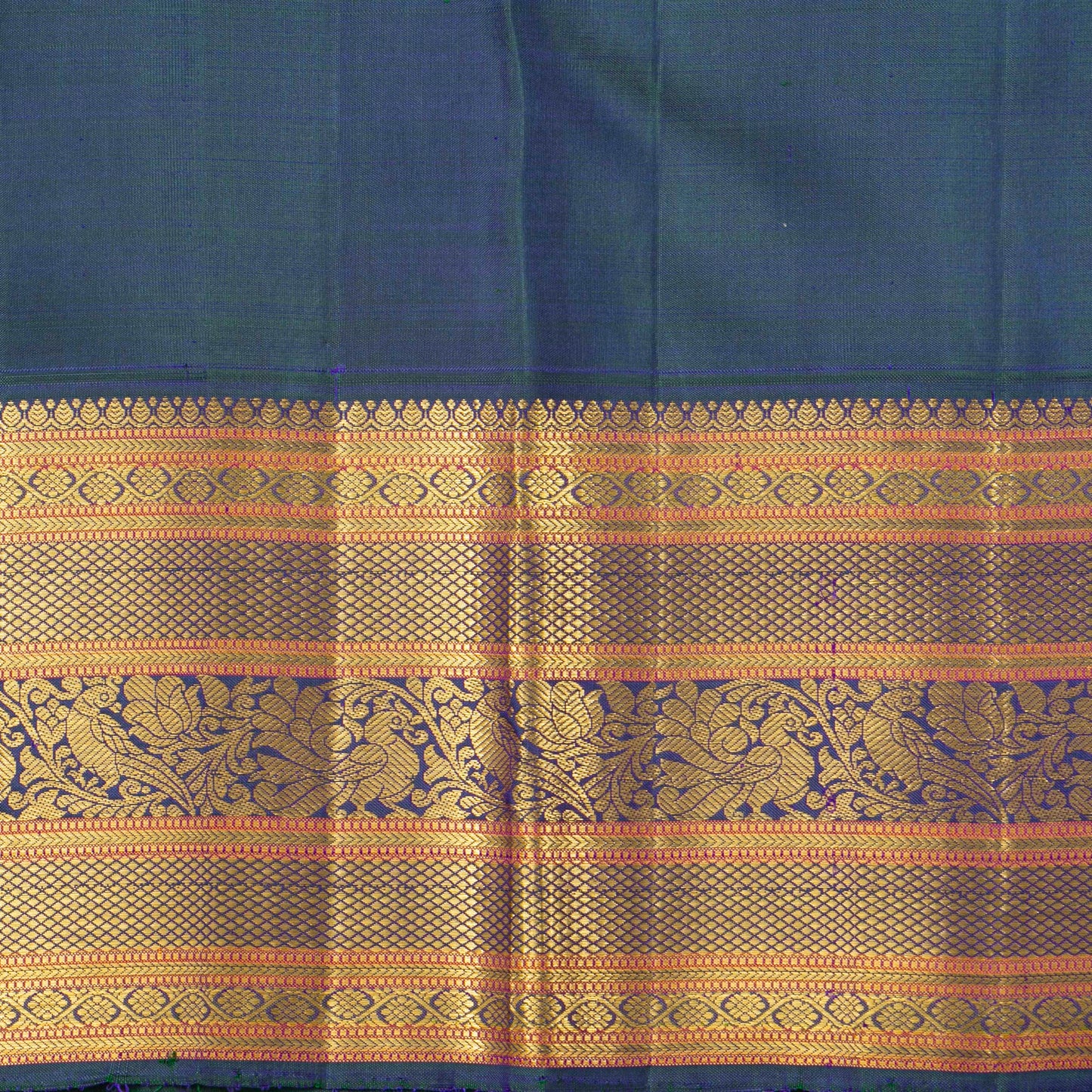 Pastel Pink And Mayilkazhuthu Blue Kanchipuram Silk Saree For Festive Wear PV NYC 1511