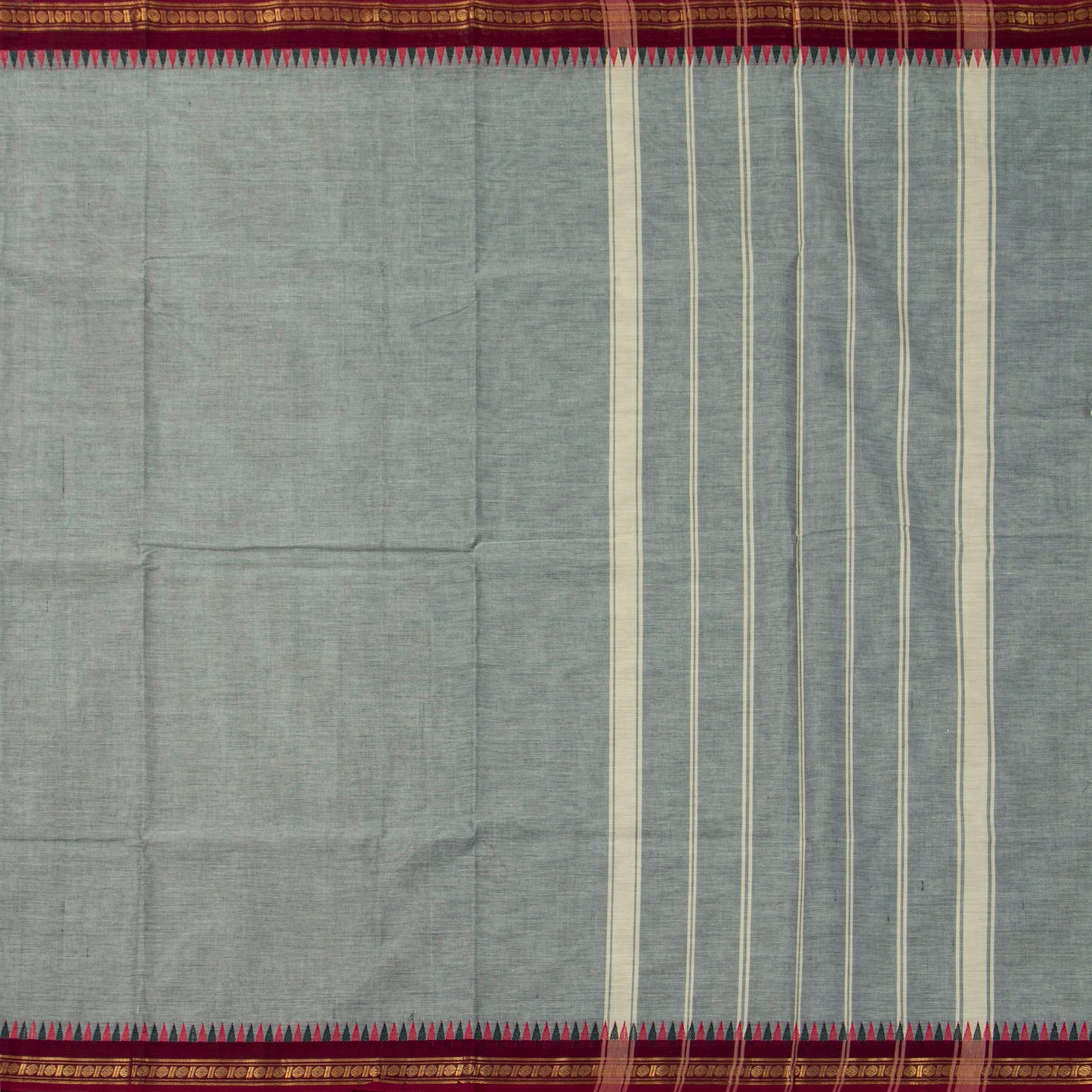 Grey And Maroon Kanchi Cotton Saree For Festive Wear PV MM KC 692