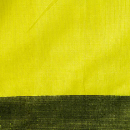 Lime Yellow And Black Dhakai Jamdhani Mulmul Silk Saree For Office Wear PV MJ 117