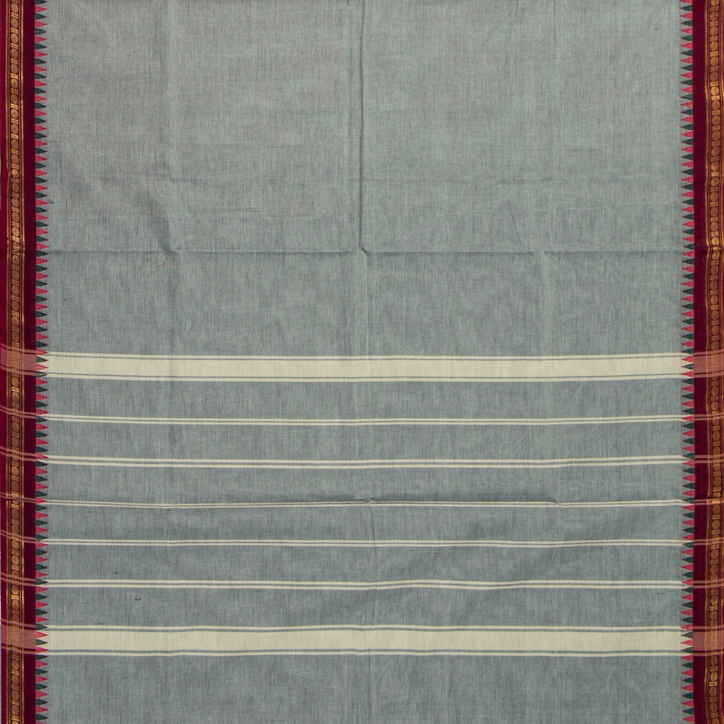 Grey And Maroon Kanchi Cotton Saree For Festive Wear PV MM KC 692