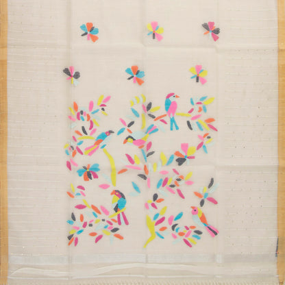 Off White Dhakai Jamdhani Mulmul Silk Saree For Office Wear PV MJ 118