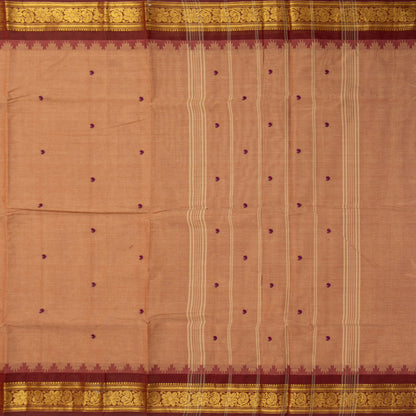 Gheva And Maroon Kanchi Cotton Saree For Festive Wear PV MM KC 895 - Cotton Saree - Panjavarnam PV MM KC 895