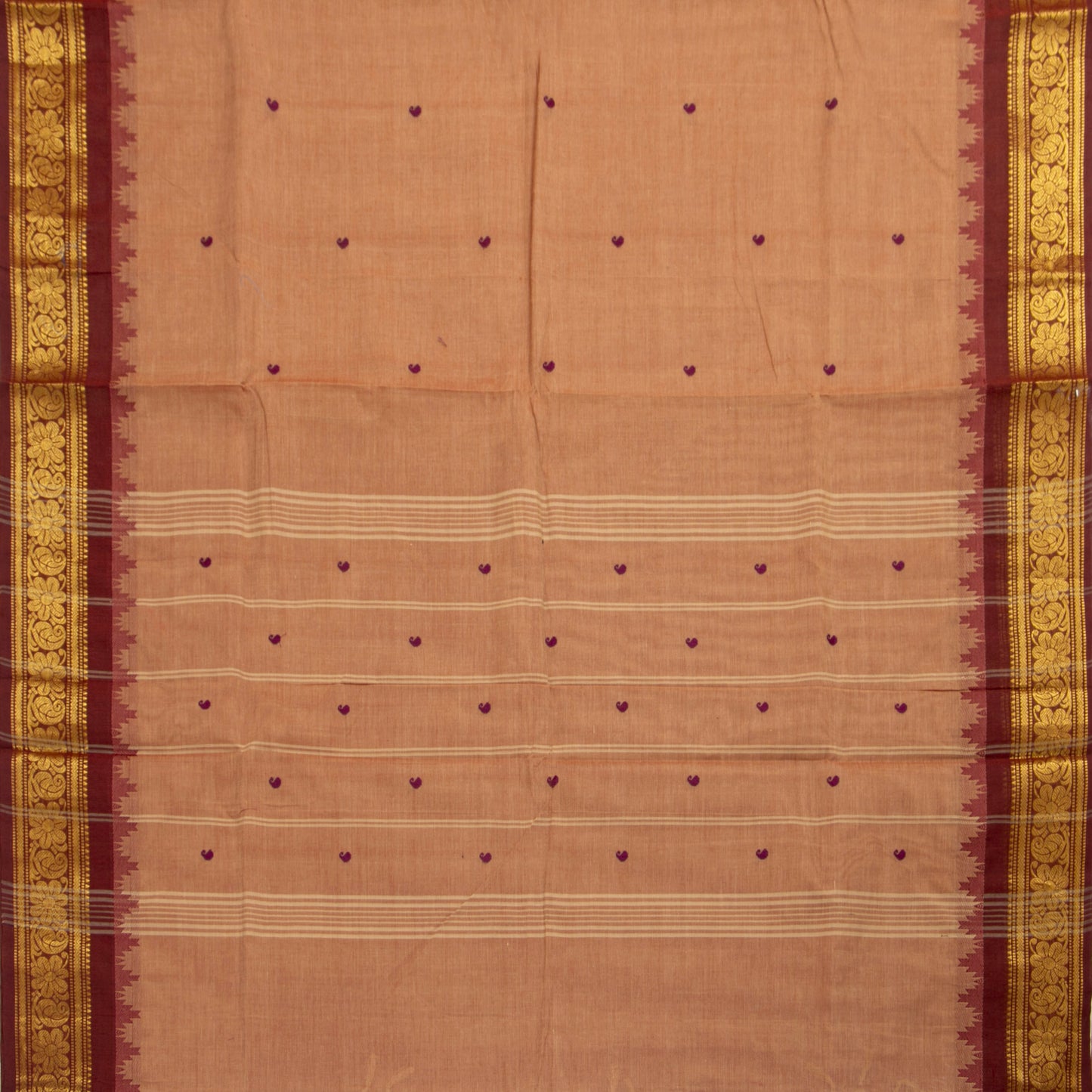 Gheva And Maroon Kanchi Cotton Saree For Festive Wear PV MM KC 895 - Cotton Saree - Panjavarnam PV MM KC 895