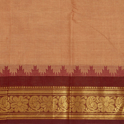 Gheva And Maroon Kanchi Cotton Saree For Festive Wear PV MM KC 895 - Cotton Saree - Panjavarnam PV MM KC 895