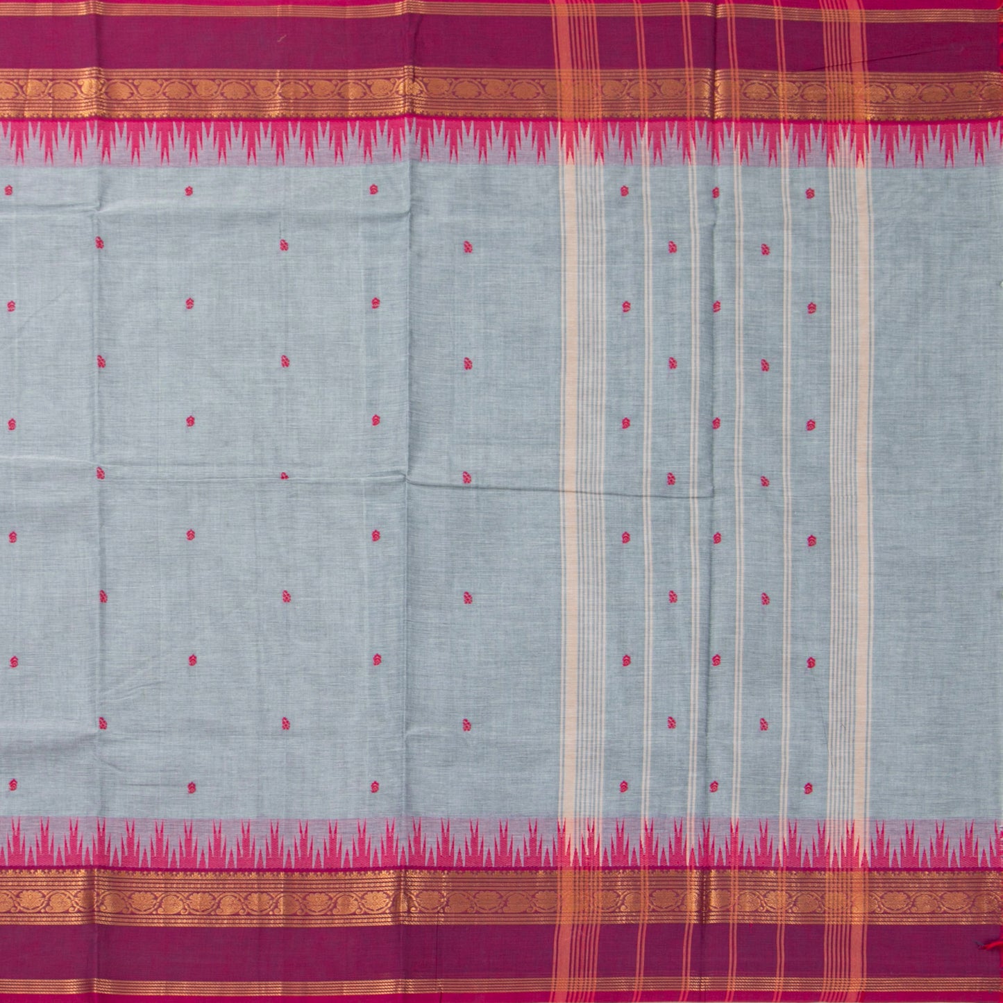 Grey And Pink Kanchi Cotton Saree For Festive Wear PV MM KC 894 - Cotton Saree - Panjavarnam PV MM KC 894