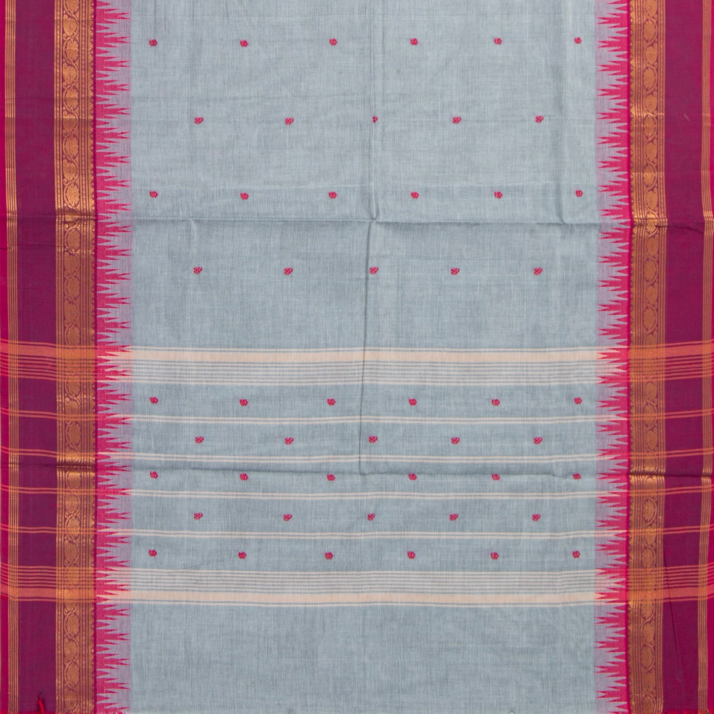 Grey And Pink Kanchi Cotton Saree For Festive Wear PV MM KC 894 - Cotton Saree - Panjavarnam PV MM KC 894
