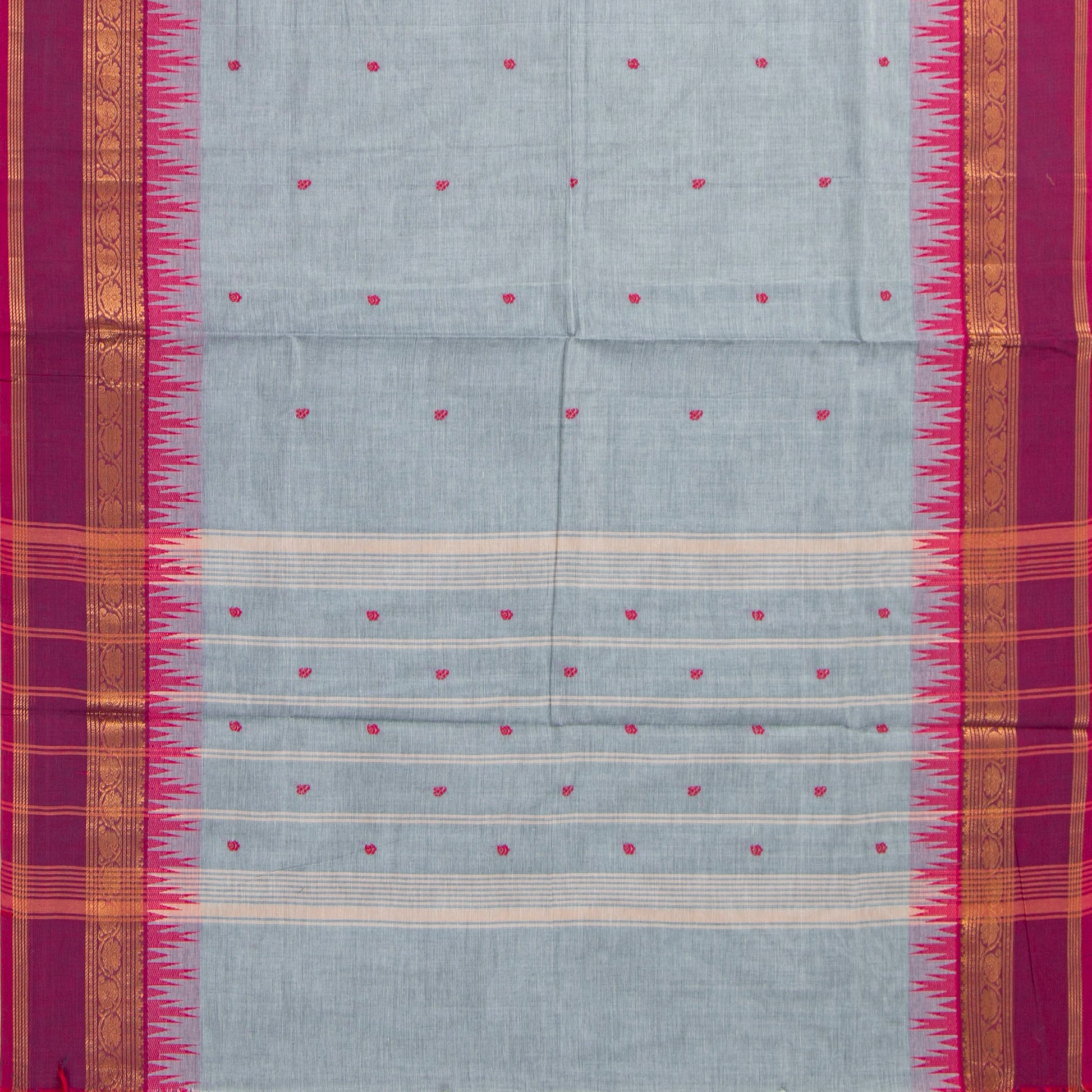 Grey And Pink Kanchi Cotton Saree For Festive Wear PV MM KC 894 - Cotton Saree - Panjavarnam PV MM KC 894